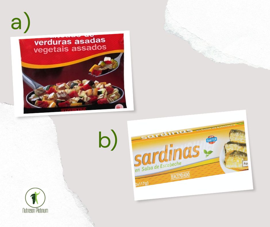 Verduras asadas con sardinas en escabeche.